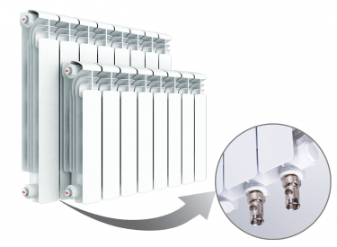 Алюминиевый радиатор Rifar ALUM 500 VENTIL нижнее подключение прав./лев. (параметры одной секции)