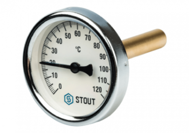 STOUT SIM-0001 Термометр биметаллический с погружной гильзой. Корпус Dn 100 мм, гильза 50 мм 1/2", 0...120°С